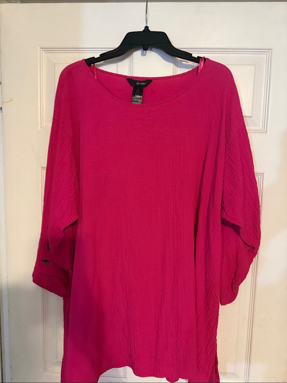 Ali Miles Hot Pink Lightweight Scoop-Neck Tunic